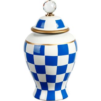 Mark Roberts Checkered Urn with Lid, Small in Royal Blue at Nordstrom