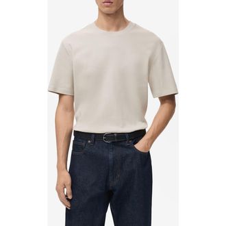Mango Regular Fit Medium Weight Cotton T-Shirt in Sand at Nordstrom, Size Large