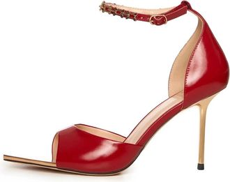 Cesare Gaspari Stiletto Hoge Hak Sandalen Malena - Dames - Sandalen met hakken - Rood - 40 EU - Leer - Schoenen