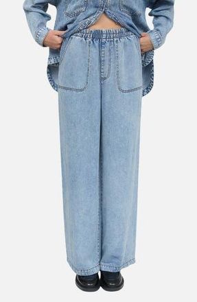 Blu Pepper Washed Chambray Wide Leg Pants at Nordstrom Rack, Size Medium