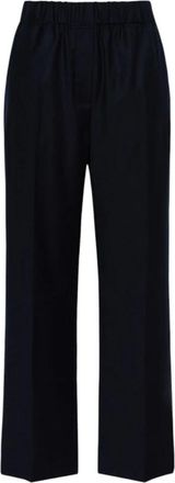Max Mara Rechte Flanel Broek - Dames - Wijde Broeken - Blauw - M - Wol - Broeken