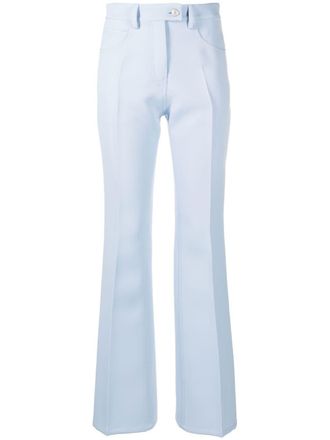 Courr&egrave;ges tailored straight-leg trousers - women - Polyester/Acetate/Cupro - 36 - Blue