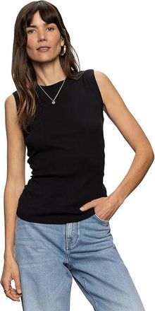 Sanctuary Ribbed Ruched Tank Top Womens Clothing Black : LG (US 10-12), Cotton