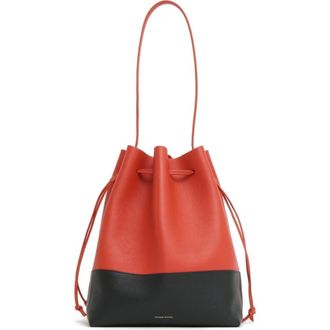Mansur Gavriel Drawstring Cabas Bucket Bag in Pomodoro/Black at Nordstrom