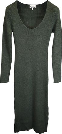 Ganni Ganni Melange Knit Dress in Green Rayon