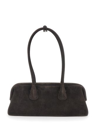 Osoi Womens Shoulder Bag Boat Wide Brown Suede Cow Leather