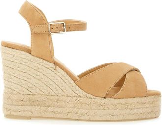 Castaner Beige Leather Espadrille Wedges