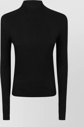 Victoria Beckham merino wool ribbed mock neck long sleeve sweater