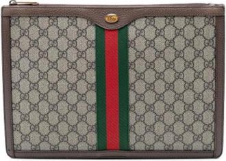 Gucci Pre-owned Canvas Clutch - unisex - Vintage Clutch - Beige - ONE Size - Leer - Vintage