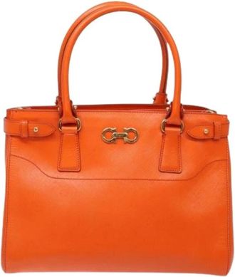 Ferragamo Pre-owned Handbags, female, Orange, Size: ONE SIZE Pre-owned Leather Handbag