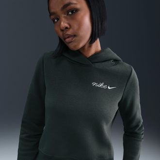 Nike Womens Nike Sportswear Phoenix Fleece Shrunken Hoodie in Green | IM7494-390