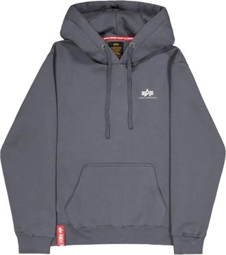 Alpha Industries Basic Hoody Small Logo - Heren - Hoodies - Grijs - M - Katoen - Hoodies & sweatvesten