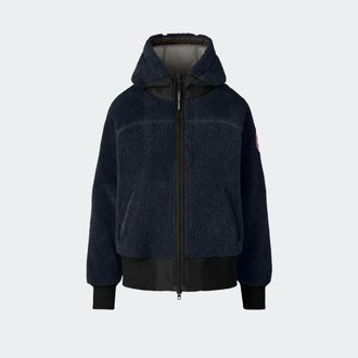 Canada Goose Manteau &agrave; capuchon surdimensionn&eacute; en molleton &eacute;cologique &agrave; longs poils Simcoe (Femmes, Atlantic Navy, TP)