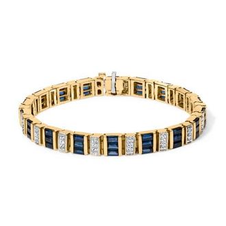 House of Brilliance 14K Gold 2/5 Cttw Diamond & 8.0 Cttw Sapphire Link Bracelet in Yellow at Nordstrom