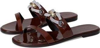 Tory Burch Jessa Two Band Sandals Womens Wedge Shoes Russet Brown : 10.5 M, Leather
