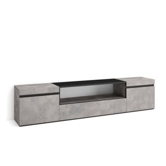 Skraut Home Skraut Home - Mueble Tv, Televisi&oacute;n, Muebles De Sal&oacute;n, Almacenaje, 200x45x35cm, Para Tv Hasta 80, Con Almacenamiento, Estilo Moderno, Gris Cemento