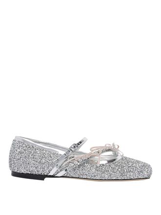 Jimmy Choo London Silver Loli Flat Ballets