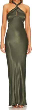 Shona Joy La Lune High Neck Twist Maxi Dress In Forest