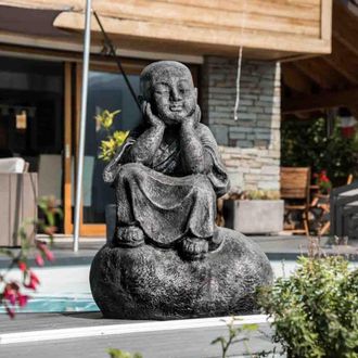 Wanda Collection Wanda Collection - Estatua Monje Shaol&iacute;&shy;n Pensativo P&aacute;tina Gris 80 Cm