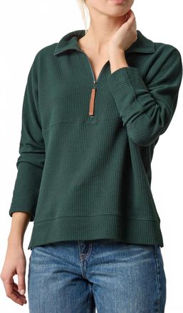 Lilla P Dolman Oversized Half Zip Top In Spruce