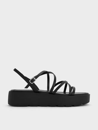 Charles & Keith Strappy Ridged-Sole Flatform Sandals