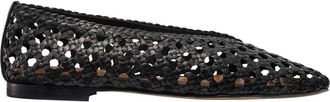 Margaux Eyewear The Woven Paz Flat in Black Leather at Nordstrom, Size 39.5