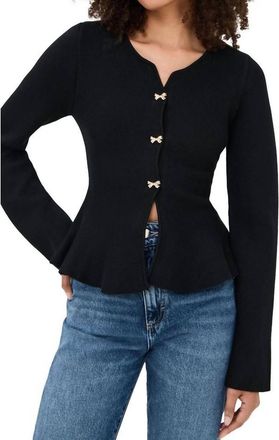 En Saison Idah Bow Buttons Cardigan In Black