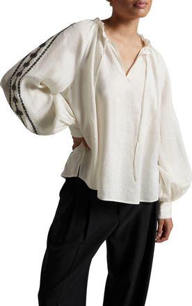 & Other Stories Embroidered Balloon Sleeve Top in White at Nordstrom Rack, Size X-Small