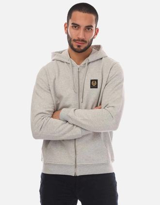 Belstaff Mens Full Zip Hoodie - Full-Zip Hoodie - Silver - Size: 34