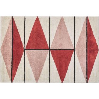 Beliani Beliani - Area Rug Cotton Geometric Pattern Low Pile 140 x 200 cm Multicolour Purnia