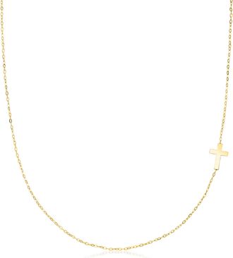 RS Pure by Ross-Simons Italian 10kt Yellow Gold Single Cross Station Necklace