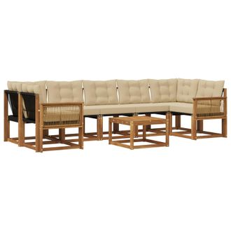 vidaXL Conjunto De Sof&aacute;s De Exterior Con Coj&iacute;n 8 Pcs Natural Y Beige Vidaxl