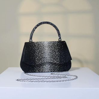 Generic Womens Rhinestone Evening Shoulder Bag, Sparkly Crystal Clutch Handbag with Chain Strap for Night Out (Black)