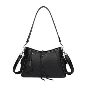 Generic Leather Women Tote Bag Ladies Shoulder Crossbody Womens Handbag(Black)