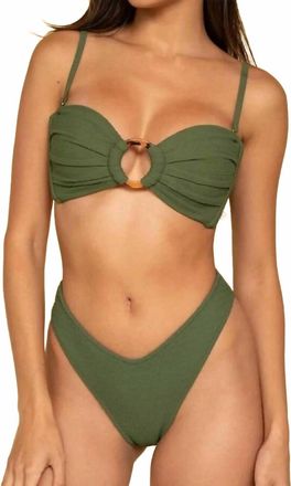 Montce Swim Lulu Zigzag Stitch Bikini Bottom In Olive Crochet