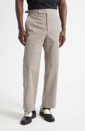 Bode Caf&eacute; Stripe Seersucker Trousers in Brown White at Nordstrom, Size 30