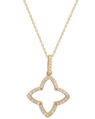Suzy Levian 14K 0.30 Ct. Tw. Diamond Clover Necklace