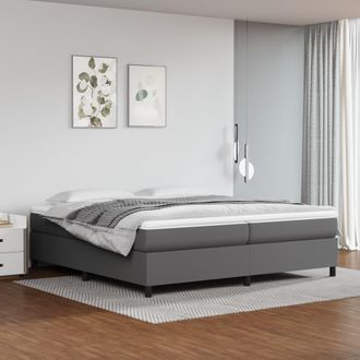 vidaXL Vidaxl - Cama Box Spring Con Colch&oacute;n Cuero Sint&eacute;tico Gris 200x200 Cm