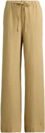 Ralph Lauren Wide Broeken - Dames - Wijde Broeken - Bruin - M - Linnen - Broeken