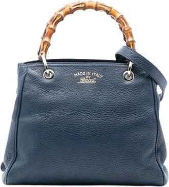 Gucci Pre-owned Handbags, female, Blue, Size: ONE SIZE Pre-owned Bamboo Shopper