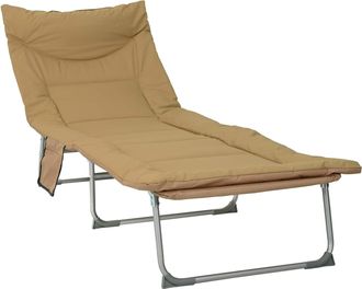 vidaXL Tumbona Plegable Con Coj&iacute;n Beige Vidaxl