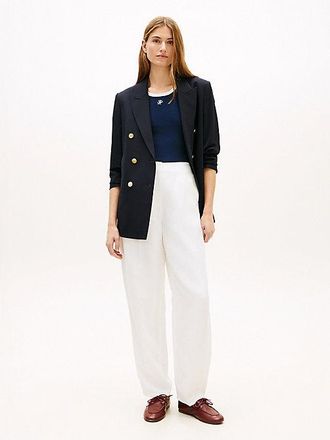 Tommy Hilfiger Linen Blend Barrel Leg Ankle Trousers