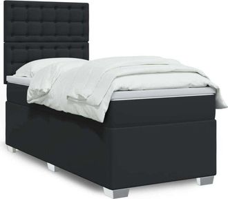 vidaXL Vidaxl - Cama Box Spring Con Colch&oacute;n Cuero Sint&eacute;tico Negro 100x200 Cm