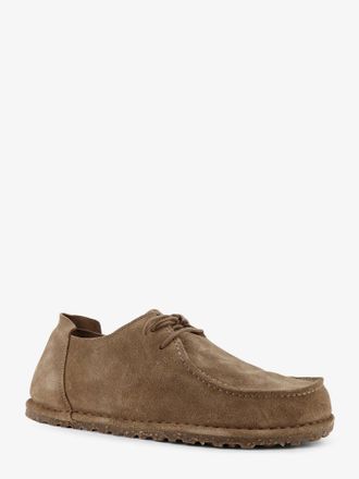 Birkenstock Mens Suede Lace-Up Shoes Beige Flat
