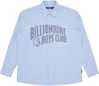 Billionaire Boys Club Gestreepte Rhinestone Arch Logo Shirt - Heren - Casual Overhemden - Blauw - S - Katoen - Overhemden