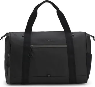 BOSS Reflective-detail holdall in faux leather