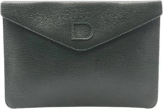 Delvaux Pre-owned Leren Clutch Tas - Dames - Vintage Clutch - Groen - ONE Size - Leer - Vintage