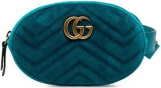 Gucci Pre-owned Belt Bags, female, Blue, Size: ONE SIZE Pre-owned Quilted Velvet Belt Bag