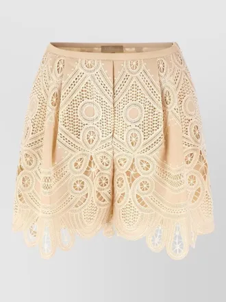 Elie Saab macram&eacute; embroidered high-rise flared shorts