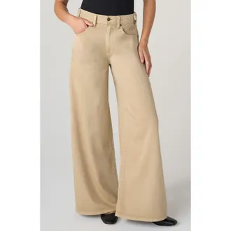Liverpool Kit High Waist Relaxed Wide Leg Jeans in Light Khaki at Nordstrom, Size 10